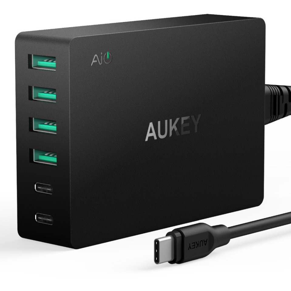 aukey-amp-type-c-6-port-usb-charger-with-quick-charge-3-0-usb-c-cable